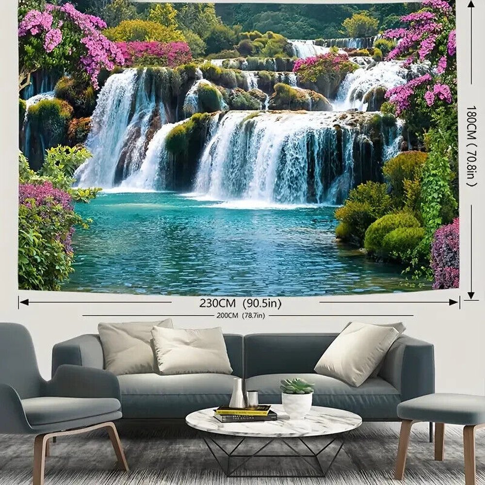 Tropical Landscape With Waterfalls Colorful Fabric Tapestry 90.5" x 70.8" NEW! Home & Garden:Home Décor:Tapestries Style Your Walls